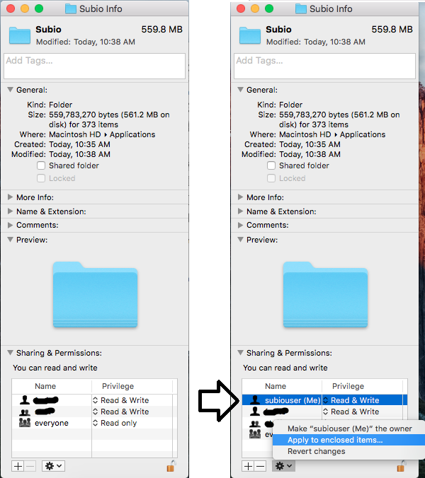 Privilege setting on Mac Privilege setting on Mac